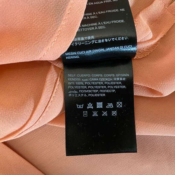 Bebe Sheer Peach Button Front Top w Open Split Backing Size Medium - Picture 7 of 9